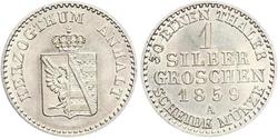 1 Silbergroschen Ангальт-Бернбург (1603 - 1863) Серебро Александр Карл ,герцог Ангальт-Бернбурга,(1805 – 1863)