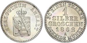 1 Silbergroschen Anhalt-Bernburg (1603 - 1863) 銀 Alexander Karl, Duke of Anhalt-Bernburg (1805 – 1863)