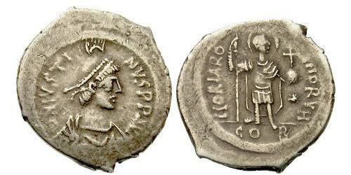 1 Siliqua 拜占庭帝国 銀 查士丁二世