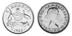1 Sixpence Australie (1939 - ) Argent Elizabeth II (1926-2022)