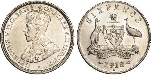 1 Sixpence Australia (1788 - 1939) Argento Giorgio V (1865-1936)