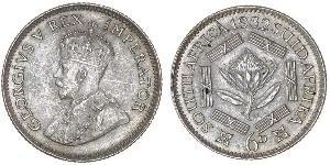 1 Sixpence Sudafrica Argento Giorgio V (1865-1936)