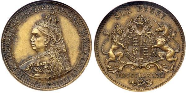 1 Sixpence Reino Unido de Gran Bretaña e Irlanda (1801-1922) Latón Victoria (1819 - 1901)