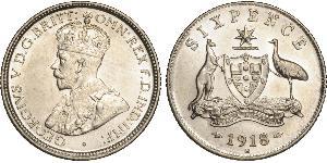 1 Sixpence Australia (1788 - 1939) Plata Jorge V (1865-1936)