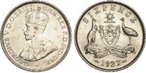 1 Sixpence Australia (1788 - 1939) Plata Jorge V (1865-1936)