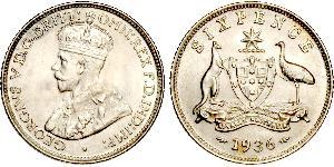 1 Sixpence Australia (1788 - 1939) Plata Jorge V (1865-1936)