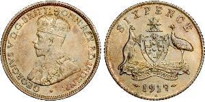 1 Sixpence Australia (1788 - 1939) Plata Jorge V (1865-1936)