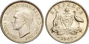 1 Sixpence Australia (1939 - ) Plata Jorge VI (1895-1952)