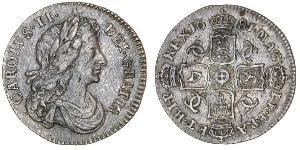 1 Sixpence Reino de Inglaterra (927-1649,1660-1707) Plata Carlos II (1630-1685)