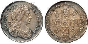 1 Sixpence Reino de Inglaterra (927-1649,1660-1707) Plata Carlos II (1630-1685)