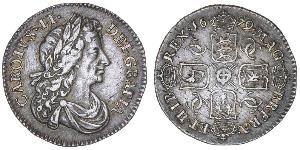 1 Sixpence Reino de Inglaterra (927-1649,1660-1707) Plata Carlos II (1630-1685)