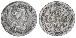 1 Sixpence Reino de Inglaterra (927-1649,1660-1707) Plata Carlos II (1630-1685)