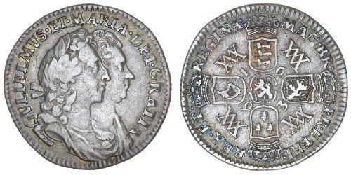 1 Sixpence Reino de Inglaterra (927-1649,1660-1707) Plata Guillermo III (1650-1702)