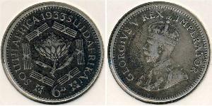 1 Sixpence Sudáfrica Plata Jorge V (1865-1936)