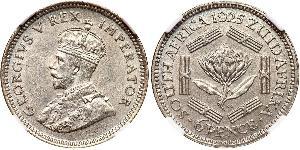 1 Sixpence Sudáfrica Plata Jorge V (1865-1936)