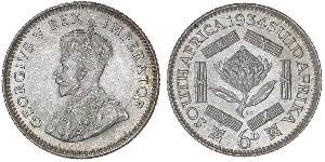 1 Sixpence Sudáfrica Plata Jorge V (1865-1936)