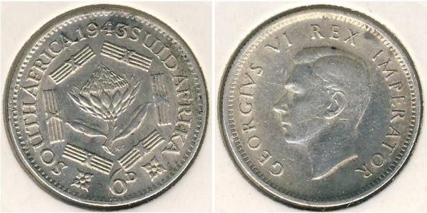 1 Sixpence Sudáfrica Plata Jorge VI (1895-1952)
