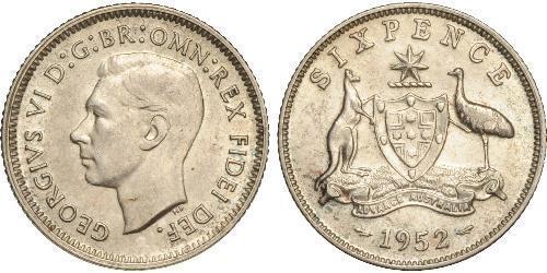 1 Sixpence Australien (1939 - ) Silber Georg VI (1895-1952)