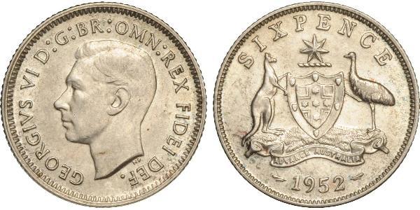 1 Sixpence Australien (1939 - ) Silber Georg VI (1895-1952)