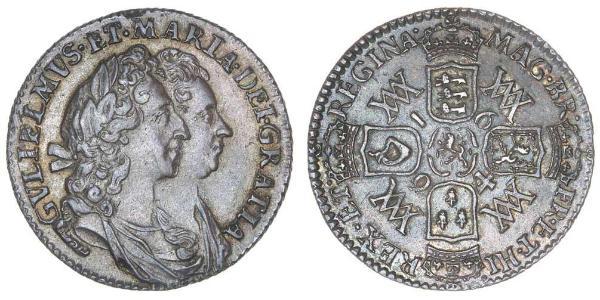 1 Sixpence Königreich England (927-1649,1660-1707) Silber Wilhelm III (1650-1702)