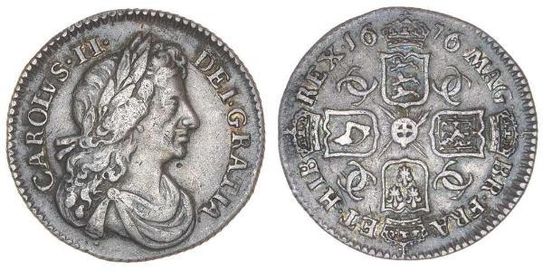 1 Sixpence Königreich England (927-1649,1660-1707) Silber Karl II (1630-1685)