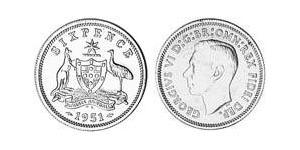 1 Sixpence Australia (1939 - ) Silver George VI (1895-1952)