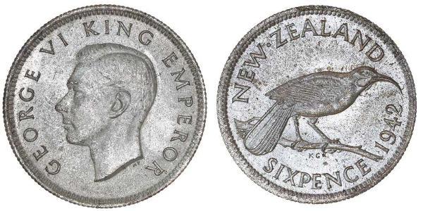1 Sixpence Neuseeland  Georg VI (1895-1952)