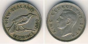 1 Sixpence New Zealand  George VI (1895-1952)