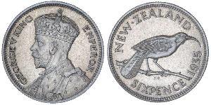 1 Sixpence New Zealand  George V of the United Kingdom (1865-1936)