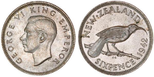 1 Sixpence New Zealand  George VI (1895-1952)