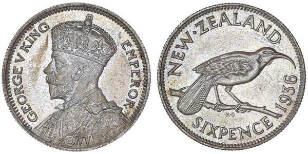 1 Sixpence New Zealand  George V of the United Kingdom (1865-1936)