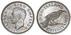 1 Sixpence Nouvelle-Zélande  George VI (1895-1952)