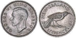 1 Sixpence Nouvelle-Zélande  George VI (1895-1952)