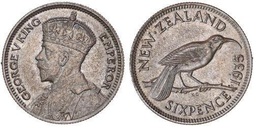 1 Sixpence Nouvelle-Zélande  George V (1865-1936)