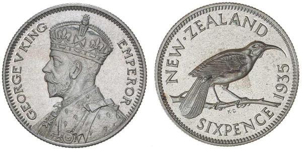 1 Sixpence Nouvelle-Zélande  George V (1865-1936)