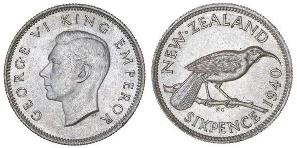 1 Sixpence Nouvelle-Zélande  George VI (1895-1952)