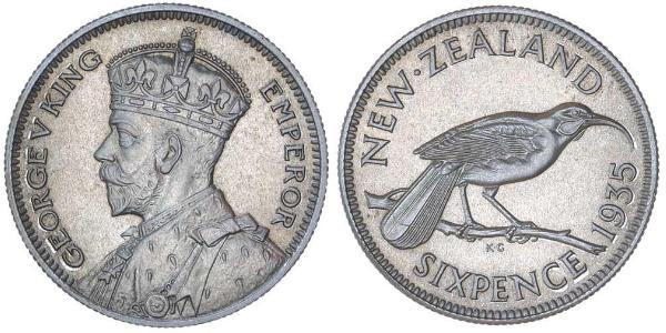 1 Sixpence Nouvelle-Zélande  George V (1865-1936)