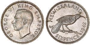 1 Sixpence Nueva Zelanda  Jorge VI (1895-1952)