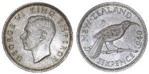 1 Sixpence Nueva Zelanda  Jorge VI (1895-1952)