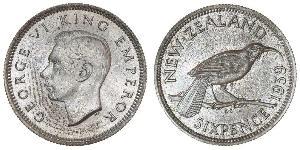 1 Sixpence Nueva Zelanda  Jorge VI (1895-1952)