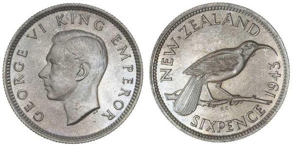 1 Sixpence Nueva Zelanda  Jorge VI (1895-1952)