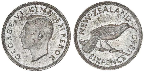 1 Sixpence Nueva Zelanda  Jorge VI (1895-1952)