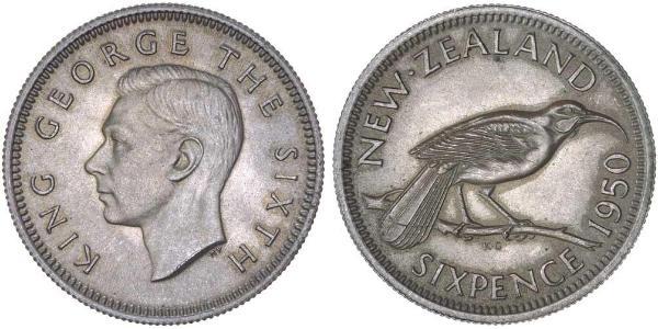 1 Sixpence Nueva Zelanda  Jorge VI (1895-1952)