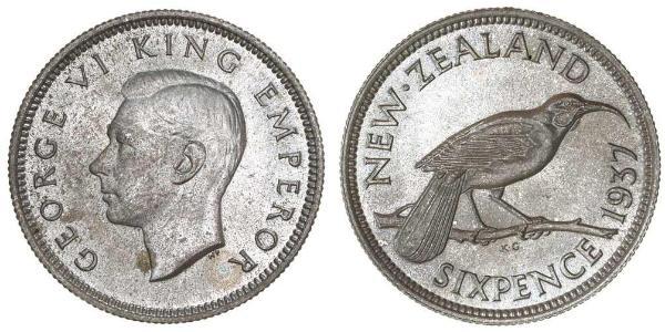 1 Sixpence 新西兰  乔治六世 (1895-1952)