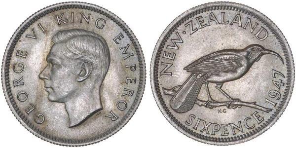 1 Sixpence 新西兰  乔治六世 (1895-1952)