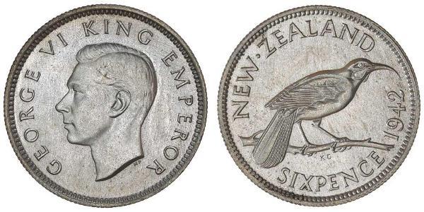 1 Sixpence 新西兰  乔治六世 (1895-1952)