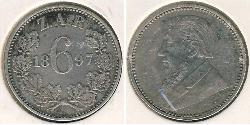 1 Sixpence South Africa 銀 