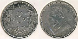 1 Sixpence South Africa 銀 