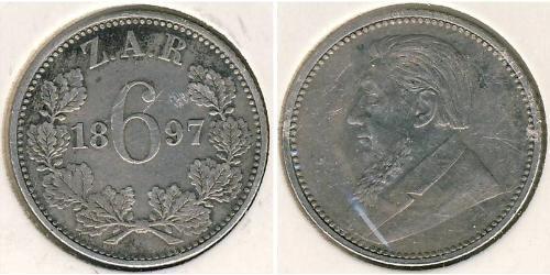 1 Sixpence South Africa 銀 