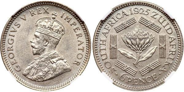 1 Sixpence South Africa 銀 乔治五世  (1865-1936)